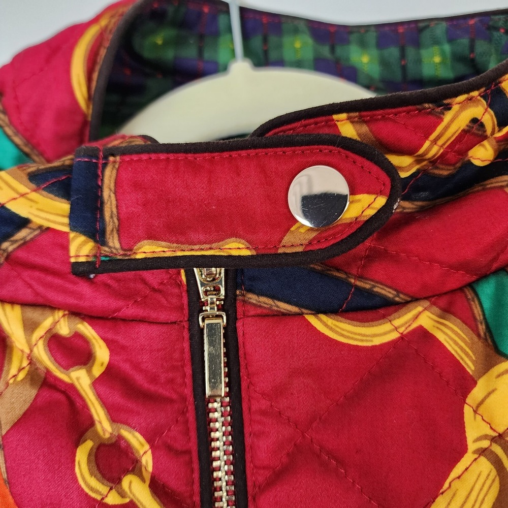 Patty Kim Vest Womens L Quilted Red Equestian - Picture 4 of 10